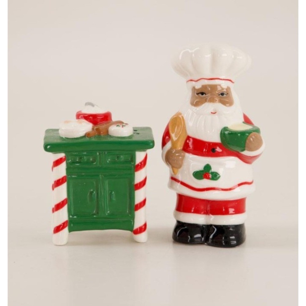 Cracker Barrel Black Santa Baker Salt & Pepper Shakers Set Christmas Decor NWT